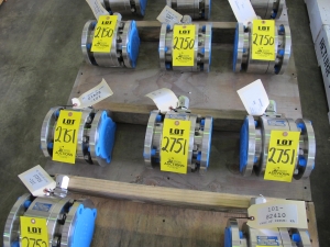 LOT (3) VALVE, BALLS, 3" PIPE SIZE, 150 LB. RAISED FACE FLANGES, 2 PIECE DESIGN, 316 SS, PTFE SEATS AND SEALS, WITH TRAVEL STOPS, SPECIAL, 7.280" FACE TO FACE DIMENSION, NO HANDLE, 1-1/2" HEX STEM NUT. CUSTOM P/N MV30-362 MANUFACTURED BY RICHARDS INDUSTRIES (MFR DWG# MV30-362, OR SCE DWG# 1814-AH846-D0001). PART # MV30-362 (W-51) LOADING & HANDLING FEE $15-